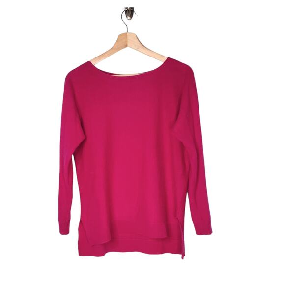 C by Bloomingdales Boat Neck Cashmere Pullover Sweater Bright Pink Size Medium - Picture 1 of 7